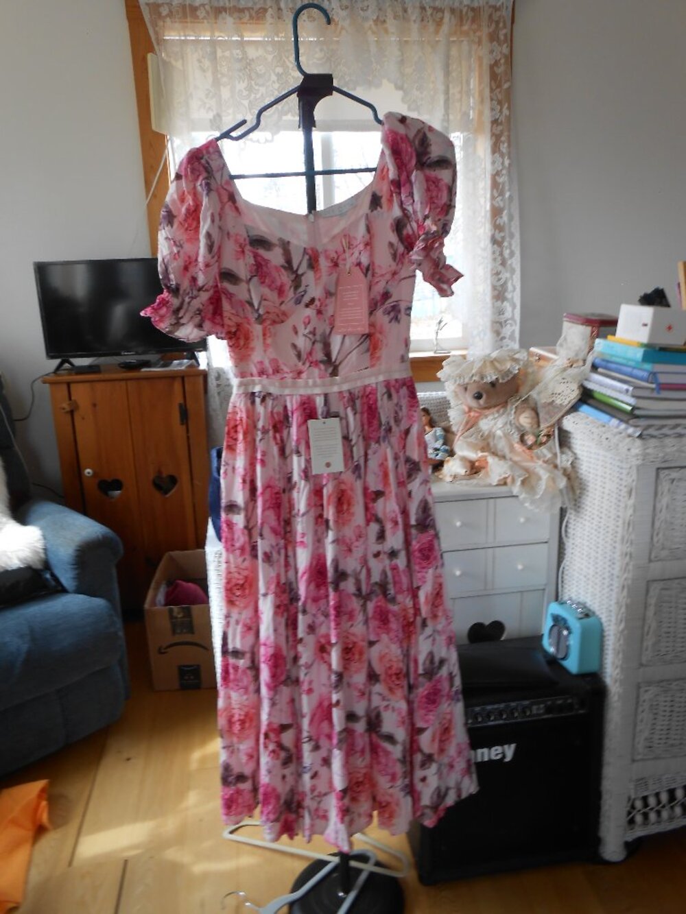 IVY CITY CO BALLERINA DRESS-PINK FLORAL-WOMENS SIZE XXS
